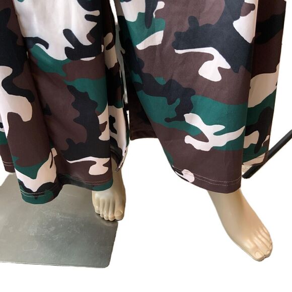 LIV D Camo Brown Pink Long Sleeve Button Up Collared Maxi Coat Dress Size Large - Picture 4 of 15